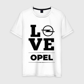 Мужская футболка хлопок с принтом Opel Love Classic в Курске, 100% хлопок | прямой крой, круглый вырез горловины, длина до линии бедер, слегка спущенное плечо. | Тематика изображения на принте: auto | brand | logo | love | opel | symbol | авто | бренд | лого | опель | символ