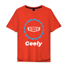 Мужская футболка хлопок Oversize с принтом Geely в стиле Top Gear в Кировске, 100% хлопок | свободный крой, круглый ворот, “спинка” длиннее передней части | auto | brand | gear | geely | logo | symbol | top | авто | бренд | гили | гир | джили | лого | символ | топ