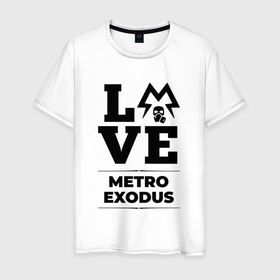 Мужская футболка хлопок с принтом Metro Exodus Love Classic в Новосибирске, 100% хлопок | прямой крой, круглый вырез горловины, длина до линии бедер, слегка спущенное плечо. | exodus | logo | love | metro | metro exodus | игра | игры | лого | логотип | метро | символ | эксодус
