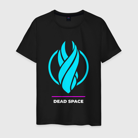 Мужская футболка хлопок с принтом Символ Dead Space в неоновых цветах , 100% хлопок | прямой крой, круглый вырез горловины, длина до линии бедер, слегка спущенное плечо. | dead | dead space | logo | neon | space | дед | игра | игры | лого | логотип | неон | символ | спейс