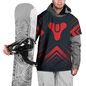 Накидка на куртку 3D с принтом Красный Символ Destiny на темном фоне со стрелками в Курске, 100% полиэстер |  | destiny | hyperbeast | logo | дестини | игра | игры | лого | логотип | ромб | символ