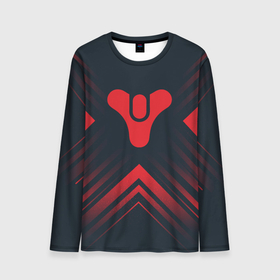 Мужской лонгслив 3D с принтом Красный Символ Destiny на темном фоне со стрелками в Белгороде, 100% полиэстер | длинные рукава, круглый вырез горловины, полуприлегающий силуэт | destiny | hyperbeast | logo | дестини | игра | игры | лого | логотип | ромб | символ