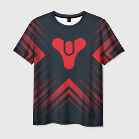 Мужская футболка 3D с принтом Красный Символ Destiny на темном фоне со стрелками в Белгороде, 100% полиэфир | прямой крой, круглый вырез горловины, длина до линии бедер | destiny | hyperbeast | logo | дестини | игра | игры | лого | логотип | ромб | символ