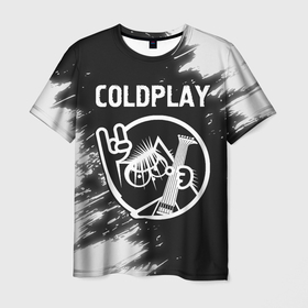 Мужская футболка 3D с принтом Coldplay | КОТ | Краска в Санкт-Петербурге, 100% полиэфир | прямой крой, круглый вырез горловины, длина до линии бедер | Тематика изображения на принте: band | coldplay | metal | rock | группа | колдплей | кот | краска | рок