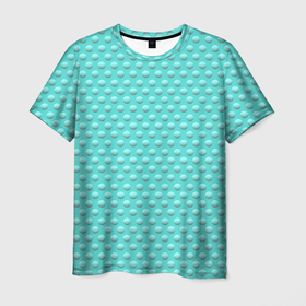 Мужская футболка 3D с принтом Бирюзовый горошек 3д в Новосибирске, 100% полиэфир | прямой крой, круглый вырез горловины, длина до линии бедер | 3д | бирюзовый | в тренде | горох | горошек | сфера | шар