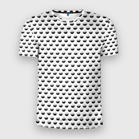 Мужская футболка 3D Slim с принтом Симметричный черно серый горошек 3д в Петрозаводске, 100% полиэстер с улучшенными характеристиками | приталенный силуэт, круглая горловина, широкие плечи, сужается к линии бедра | Тематика изображения на принте: 3д | в тренде | геометрия | горох | круг | модно | симметрия | сфера | шар