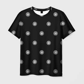Мужская футболка 3D с принтом Серый горох 3д на черном фоне в Белгороде, 100% полиэфир | прямой крой, круглый вырез горловины, длина до линии бедер | 3д | геометрия | горошек | круг | симметрия | сфера | черно белый | шар