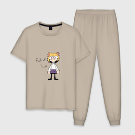 Мужская пижама хлопок с принтом full of neco arc в Новосибирске, 100% хлопок | брюки и футболка прямого кроя, без карманов, на брюках мягкая резинка на поясе и по низу штанин
 | Тематика изображения на принте: anime | art | memes | necoarc | tsukihime