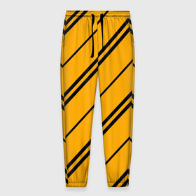 Мужские брюки 3D с принтом Полосы желтые черные в Тюмени, 100% полиэстер | манжеты по низу, эластичный пояс регулируется шнурком, по бокам два кармана без застежек, внутренняя часть кармана из мелкой сетки | абстракция | геометрия | линии | полосы | ткань