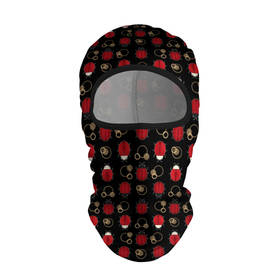 Балаклава 3D с принтом Красные Божьи коровки на черном фоне ladybug в Новосибирске, 100% полиэстер, ткань с особыми свойствами — Activecool | плотность 150–180 г/м2; хорошо тянется, но при этом сохраняет форму. Закрывает шею, вокруг отверстия для глаз кайма. Единый размер | beetles | black | ladybug | red | божья коровка | детский | жуки | красный | черный