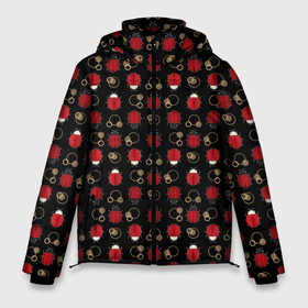 Мужская зимняя куртка 3D с принтом Красные Божьи коровки на черном фоне ladybug , верх — 100% полиэстер; подкладка — 100% полиэстер; утеплитель — 100% полиэстер | длина ниже бедра, свободный силуэт Оверсайз. Есть воротник-стойка, отстегивающийся капюшон и ветрозащитная планка. 

Боковые карманы с листочкой на кнопках и внутренний карман на молнии. | beetles | black | ladybug | red | божья коровка | детский | жуки | красный | черный