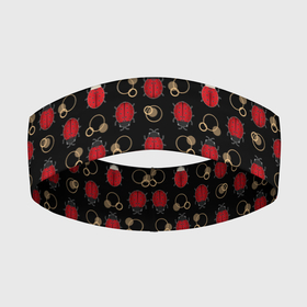Повязка на голову 3D с принтом Красные Божьи коровки на черном фоне ladybug в Тюмени,  |  | beetles | black | ladybug | red | божья коровка | детский | жуки | красный | черный