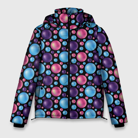 Мужская зимняя куртка 3D с принтом Разноцветные яркие объемные шарики в Тюмени, верх — 100% полиэстер; подкладка — 100% полиэстер; утеплитель — 100% полиэстер | длина ниже бедра, свободный силуэт Оверсайз. Есть воротник-стойка, отстегивающийся капюшон и ветрозащитная планка. 

Боковые карманы с листочкой на кнопках и внутренний карман на молнии. | Тематика изображения на принте: 3d | 3d дизайн | гео | девочке | детский | женский | красочный | летний | мальчику | молодежный | мужской | объемный | объемный дизайн | объемный шар | петтерн | разноцветный | розовый | синий | сиреневый