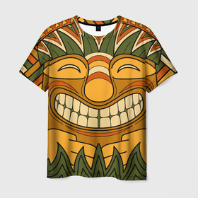 Мужская футболка 3D с принтом Polynesian tiki LUCKY в Кировске, 100% полиэфир | прямой крой, круглый вырез горловины, длина до линии бедер | africa | banana | bora bora | fiji | hawaii | island | nature | ocean | polynesia | samoa | tahiti | tiki | африка | гаваи | дикие племена | индеец | истукан | лето | орнамент | острова | племя | пляж | полинезия | серфинг | тики | тропики | туризм