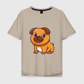 Мужская футболка хлопок Oversize с принтом Милый Бульдог в Тюмени, 100% хлопок | свободный крой, круглый ворот, “спинка” длиннее передней части | animals | dog | бульдог | гав | друг | животные | пёс | питомец | собака | собачка | щенок