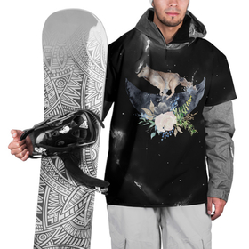Накидка на куртку 3D с принтом Серый волк  на луне в Петрозаводске, 100% полиэстер |  | Тематика изображения на принте: волк | волчица | луна | меся | серый вол | серый волк на луне