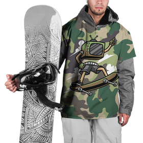 Накидка на куртку 3D с принтом Человек   телевизор на скейте , 100% полиэстер |  | скейт | скейтер | тв | телевизор | человек   телевизор