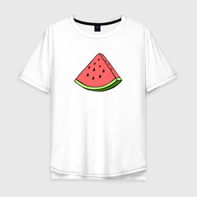 Мужская футболка хлопок Oversize с принтом Фрукт  долька Арбуза, принт в Курске, 100% хлопок | свободный крой, круглый ворот, “спинка” длиннее передней части | арт | половинка | принт | треугольник | фрукты
