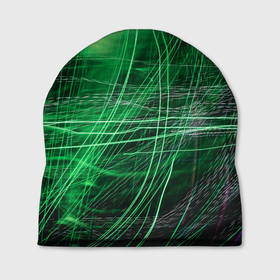 Шапка 3D с принтом Неоновые волны и линии   Зелёный в Новосибирске, 100% полиэстер | универсальный размер, печать по всей поверхности изделия | abstraction | art | artwork | colorful | colors | lines | neon | surrealism | waves | абстракция | арт | волны | искусство | линии | неон | разноцветный | сюрреализм | цвета