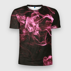 Мужская футболка 3D Slim с принтом Неоновые пары дыма   Розовый , 100% полиэстер с улучшенными характеристиками | приталенный силуэт, круглая горловина, широкие плечи, сужается к линии бедра | abstraction | art | artwork | colorful | colors | fog | foggy | neon | smoke | surrealism | абстракция | арт | дым | искусство | неон | разноцветный | сюрреализм | туман | туманно | цвета
