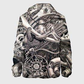 Мужская куртка 3D с принтом Межпланетная урбанистическая футуристическая композиция в стиле Стимпанк в Белгороде, ткань верха — 100% полиэстер, подклад — флис | прямой крой, подол и капюшон оформлены резинкой с фиксаторами, два кармана без застежек по бокам, один большой потайной карман на груди. Карман на груди застегивается на липучку | abstraction | composition | future | spiral | steampunk | vanguard | абстракция | авангард | будущее | композиция | спираль | стимпанк | урбанизм