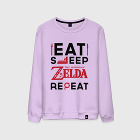 Мужской свитшот хлопок с принтом Надпись: Eat Sleep Zelda Repeat в Курске, 100% хлопок |  | eat sleep repeat | legend | logo | the | zelda | зельда | игра | игры | легенд | лого | логотип | символ