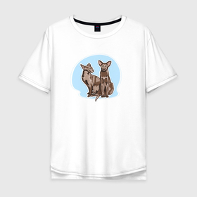 Мужская футболка хлопок Oversize с принтом Кошка Гавана Браун в Белгороде, 100% хлопок | свободный крой, круглый ворот, “спинка” длиннее передней части | cat | havana | havana brown cat | one island | pets | гавана | гавана браун | гладкошерстная кошка | детский рисунок | детское | для детей | для ребен | домашний питомец | домашняя кошка | животные | кот | кошка | кошки