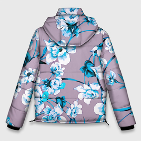 Мужская зимняя куртка 3D с принтом Летний стилизованный цветочный паттерн в Новосибирске, верх — 100% полиэстер; подкладка — 100% полиэстер; утеплитель — 100% полиэстер | длина ниже бедра, свободный силуэт Оверсайз. Есть воротник-стойка, отстегивающийся капюшон и ветрозащитная планка. 

Боковые карманы с листочкой на кнопках и внутренний карман на молнии. | fashion | flowers | leaves | pattern | stylization | summer | лето | листья | мода | паттерн | стилизация | цветы