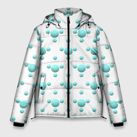 Мужская зимняя куртка 3D с принтом Симметричный бирюзовый горох 3д в Новосибирске, верх — 100% полиэстер; подкладка — 100% полиэстер; утеплитель — 100% полиэстер | длина ниже бедра, свободный силуэт Оверсайз. Есть воротник-стойка, отстегивающийся капюшон и ветрозащитная планка. 

Боковые карманы с листочкой на кнопках и внутренний карман на молнии. | 3д | в тренде | геометрия | горох | горошек | модный | симметрия