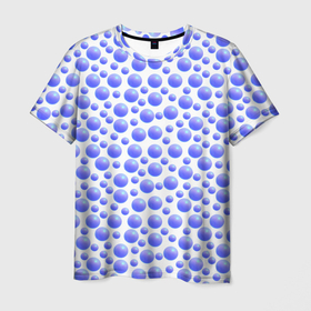 Мужская футболка 3D с принтом Мелкий голубой несимметричный горох в Петрозаводске, 100% полиэфир | прямой крой, круглый вырез горловины, длина до линии бедер | 3д | горох | горошек | неон | несимметричный | подсветка | рандомный | сфера | шар