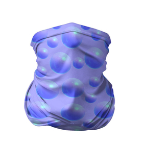 Бандана-труба 3D с принтом Синий горошек 3д на синем фоне в Курске, 100% полиэстер, ткань с особыми свойствами — Activecool | плотность 150‒180 г/м2; хорошо тянется, но сохраняет форму | 3д | в тренеде | гоошек | горох | модный | неон | подсветка | синий | сфера | шар