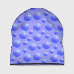 Шапка 3D с принтом Синий горошек 3д на синем фоне в Петрозаводске, 100% полиэстер | универсальный размер, печать по всей поверхности изделия | Тематика изображения на принте: 3д | в тренеде | гоошек | горох | модный | неон | подсветка | синий | сфера | шар