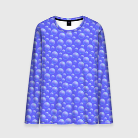 Мужской лонгслив 3D с принтом Сине голубые морские пузырьки 3д в Курске, 100% полиэстер | длинные рукава, круглый вырез горловины, полуприлегающий силуэт | 3д | в тренде | геометрия | горошек | модный | неон | паттерн | подсветка | синий | сфера | шар