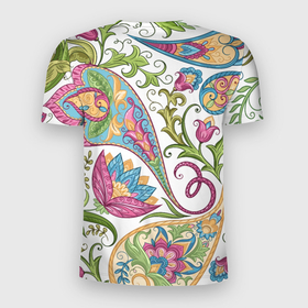 Мужская футболка 3D Slim с принтом Fashionable floral Oriental pattern   Summer 2025 в Белгороде, 100% полиэстер с улучшенными характеристиками | приталенный силуэт, круглая горловина, широкие плечи, сужается к линии бедра | color | fashion | flowers | ornament | pattern | summer | лето | мода | узор | цвет | цветы