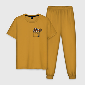 Мужская пижама хлопок с принтом КАРМАННЫЕ ТИГРЫ , 100% хлопок | брюки и футболка прямого кроя, без карманов, на брюках мягкая резинка на поясе и по низу штанин
 | звери | карман | рисунок | тигры | три тигрёнка