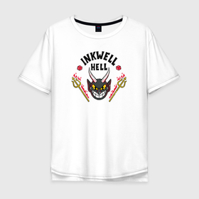 Мужская футболка хлопок Oversize с принтом Cuphead Inkwell hell Ад чернильницы в Санкт-Петербурге, 100% хлопок | свободный крой, круглый ворот, “спинка” длиннее передней части | Тематика изображения на принте: cuphead | inkwell hell | ад чернильницы | дьявол