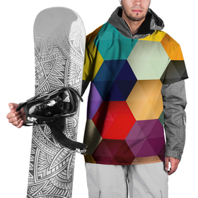 Накидка на куртку 3D с принтом Цветные соты в Новосибирске, 100% полиэстер |  | арт | вектор | векторный рисунок | геометрические фигуры | геометрия | рисунок | соты