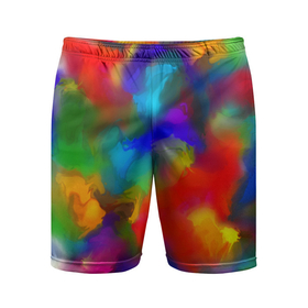 Мужские шорты спортивные с принтом Палитра художника ,  |  | Тематика изображения на принте: взрыв красок | краски | многоцветие | палитра | радуга | разноцветная палитра