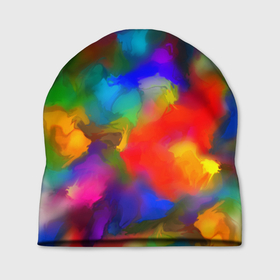 Шапка 3D с принтом Палитра художника в Тюмени, 100% полиэстер | универсальный размер, печать по всей поверхности изделия | Тематика изображения на принте: взрыв красок | краски | многоцветие | палитра | радуга | разноцветная палитра