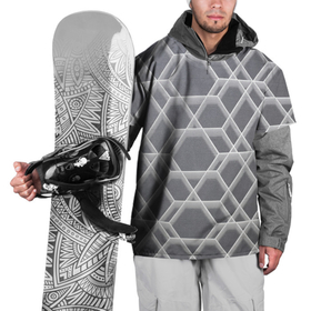 Накидка на куртку 3D с принтом Белые неоновые соты в Тюмени, 100% полиэстер |  | арт | вектор | векторный рисунок | геометрические фигуры | геометрия | неон | неоновые соты | рисунок