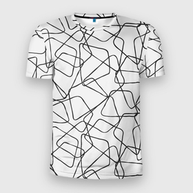 Мужская футболка 3D Slim с принтом Трапеции На Белом Фоне в Новосибирске, 100% полиэстер с улучшенными характеристиками | приталенный силуэт, круглая горловина, широкие плечи, сужается к линии бедра | abstraction | figure | geometry | isometric | pattern | shape | trapezoid | абстракция | геометрия | изометрический | трапеция | узор | фигура | форма