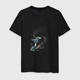 Мужская футболка хлопок с принтом Космический Сноубординг , 100% хлопок | прямой крой, круглый вырез горловины, длина до линии бедер, слегка спущенное плечо. | astronaut | звезды | космонавт | космос | сноуборд