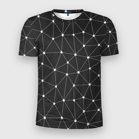 Мужская футболка 3D Slim с принтом Треугольники На Чёрном Фоне в Новосибирске, 100% полиэстер с улучшенными характеристиками | приталенный силуэт, круглая горловина, широкие плечи, сужается к линии бедра | abstraction | figure | geometry | isometric | pattern | shape | trapezoid | абстракция | геометрия | изометрический | трапеция | треугольники | узор | фигура | фон | форма | чёрный