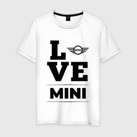 Мужская футболка хлопок с принтом Mini Love Classic в Белгороде, 100% хлопок | прямой крой, круглый вырез горловины, длина до линии бедер, слегка спущенное плечо. | Тематика изображения на принте: auto | brand | logo | love | mini | symbol | авто | бренд | купер | лого | мини | символ