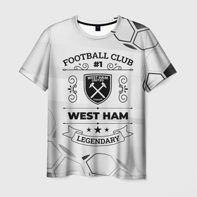 Мужская футболка 3D с принтом West Ham Football Club Number 1 Legendary в Петрозаводске, 100% полиэфир | прямой крой, круглый вырез горловины, длина до линии бедер | club | football | ham | logo | west | west ham | вест | глитч | клуб | лого | мяч | символ | спорт | футбол | футболист | футболисты | футбольный | хэм
