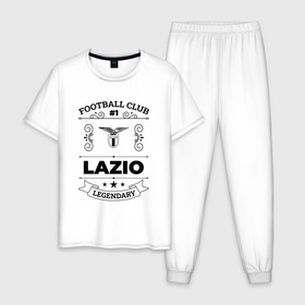 Мужская пижама хлопок с принтом Lazio: Football Club Number 1 Legendary в Курске, 100% хлопок | брюки и футболка прямого кроя, без карманов, на брюках мягкая резинка на поясе и по низу штанин
 | club | football | lazio | logo | клуб | лацио | лого | мяч | символ | спорт | футбол | футболист | футболисты | футбольный