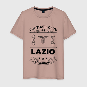Мужская футболка хлопок с принтом Lazio: Football Club Number 1 Legendary в Курске, 100% хлопок | прямой крой, круглый вырез горловины, длина до линии бедер, слегка спущенное плечо. | club | football | lazio | logo | клуб | лацио | лого | мяч | символ | спорт | футбол | футболист | футболисты | футбольный