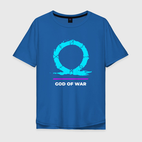 Мужская футболка хлопок Oversize с принтом Символ God of War в неоновых цветах в Курске, 100% хлопок | свободный крой, круглый ворот, “спинка” длиннее передней части | god | god of war | logo | neon | war | бог | вар | войны | год | игра | игры | лого | логотип | неон | символ