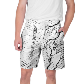 Мужские шорты 3D с принтом Haunted Family в стиле граффити в Екатеринбурге,  полиэстер 100% | прямой крой, два кармана без застежек по бокам. Мягкая трикотажная резинка на поясе, внутри которой широкие завязки. Длина чуть выше колен | 