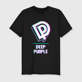 Мужская футболка хлопок Slim с принтом Deep Purple Glitch Rock в Кировске, 92% хлопок, 8% лайкра | приталенный силуэт, круглый вырез ворота, длина до линии бедра, короткий рукав | band | deep | deep purple | glitch | metal | purple | rock | глитч | группа | дип | метал | перпл | рок | хард
